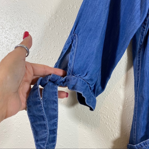 Bleu Bayou Embroidered Flowy Dress Pockets Knee High Dress 3/4 Sleeves b… - Picture 3 of 12